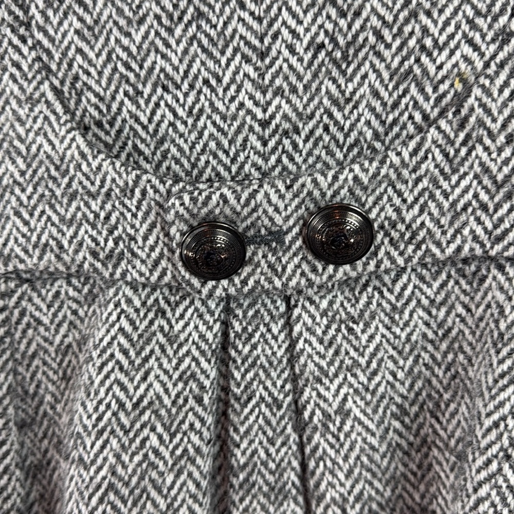 Zara Gray Tweed Wool Blend Button Military Zip Front Flared Peacoat Jacket small - Picture 7 of 8